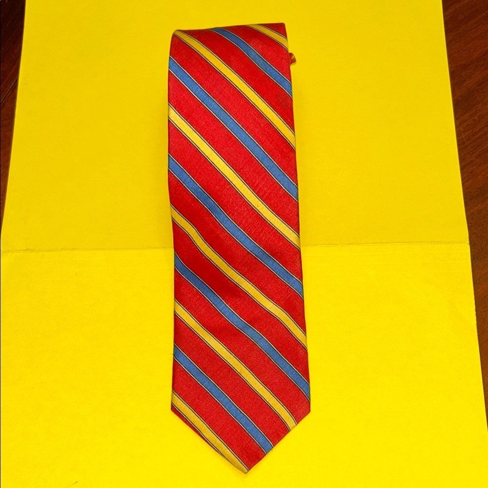 Lord & Taylor Red, Blue, and Yellow Striped Tie